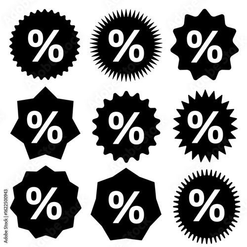 Set of Discount Icons – Flat Style Labels for Sales, Offers, and Promotions
