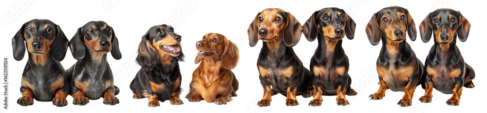 Cute Dachshund Puppies in Various Poses on a White Background, PNG bundle collection, Isolated on Transparent Background Cute Dachshund Puppies in Various Poses on a White Background, PNG bundle collection, Isolated on Transparent Background