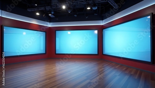 News Studio, Backdrop For TV Shows .TV On Wall.3D Virtual News Studio Background, 3d illustration