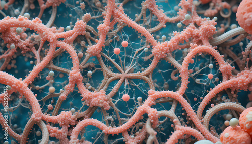 Organic Microbiology Coral-Inspired Abstract Texture in Blue and Pink

