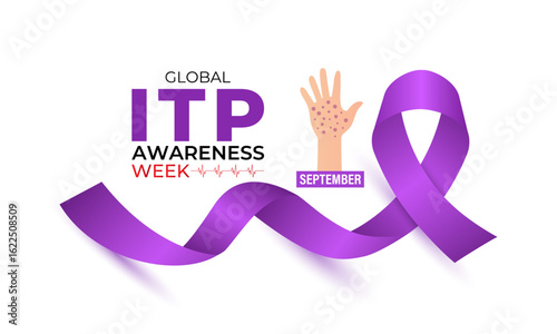 ITP Awareness Week is dedicated to raising awareness about Immune Thrombocytopenic Purpura  a rare autoimmune bleeding disorder characterized by low platelet counts. Banner poster and background.