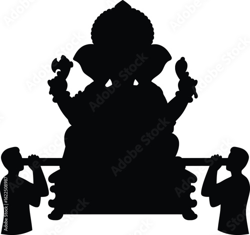 Ganesh Chaturthi Celebration, Vector Design, Cultural Scene