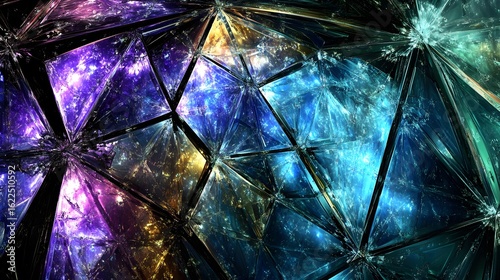Abstract Cosmic Crystal Fractal Art, Vibrant Gemstone Texture