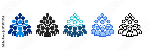 Crowd  Icon Set Multiple Style Vector Illustration	