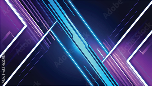 Futuristic abstract background with glowing neon blue and purple lines. Dynamic, high-tech design for gaming, streaming, and technology concepts.
