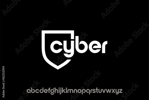 Cyber security logo with shield and letters design