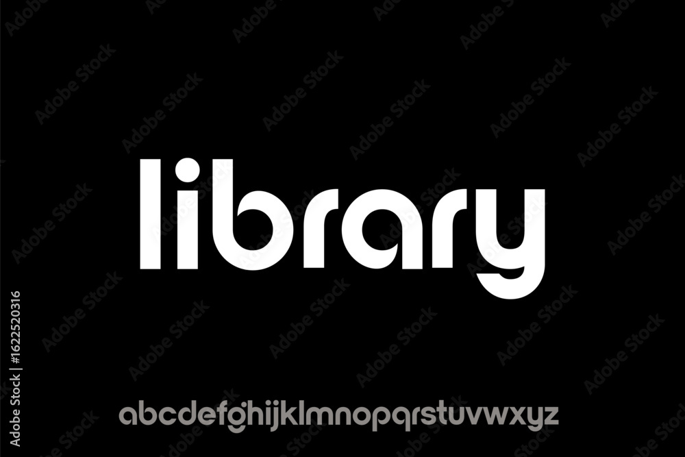 Fototapeta premium Illustration of a sans serif font: Library lettering