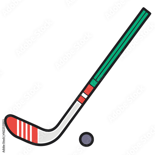 hockey stick line art vector  on white-background