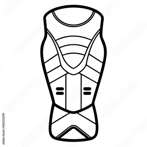 shin guard line art vector isolated on-white-background