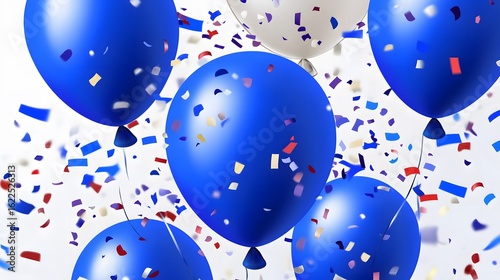 Festive Blue Balloons and Confetti Celebration