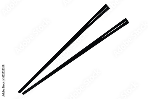 Isolated Black Chopsticks Pair Asian Cuisine Serving Utensils for Food Presentation