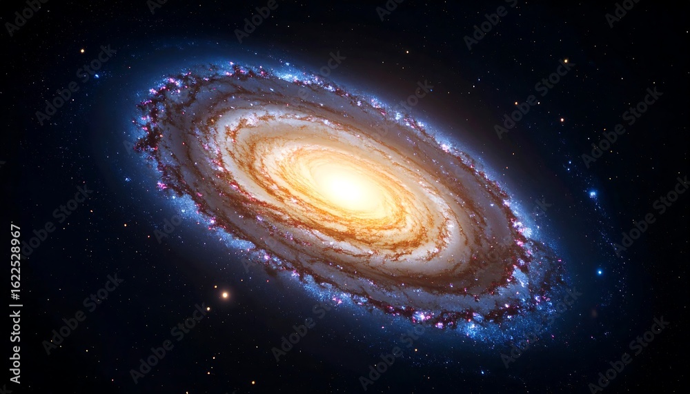 Fototapeta premium Majestic Spiral Galaxy with Brilliant Core and Cosmic Dust in Space