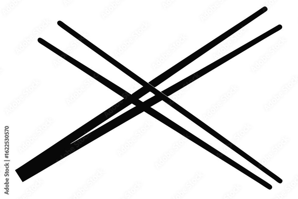 Fototapeta premium Minimalist Composition Intersecting Black Chopsticks Creating an Abstract Geometric Design Aesthetic for Modern Art