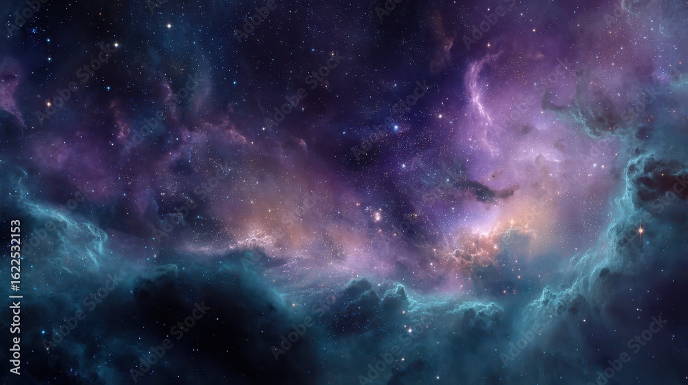 Fototapeta premium Divine Cosmic Background with Dark Nebula and Stellar Elements