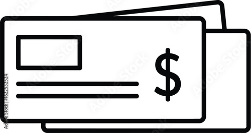 Illustration of a check representing financial transactions and payment methods for business and personal use