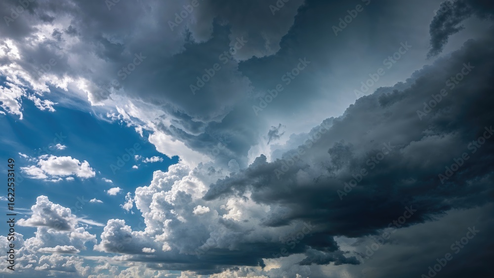 Obraz premium Dramatic storm clouds rolling over a bright summer sky.