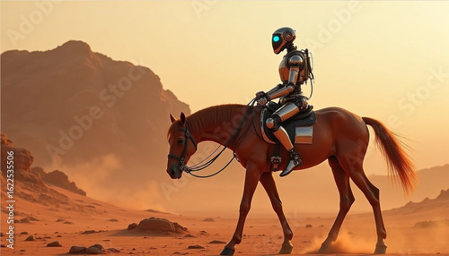 Wallpaper Mural Futuristic Robot Riding Horse on Mars Torontodigital.ca