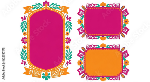 Vibrant frames adorned with decorative folk art
