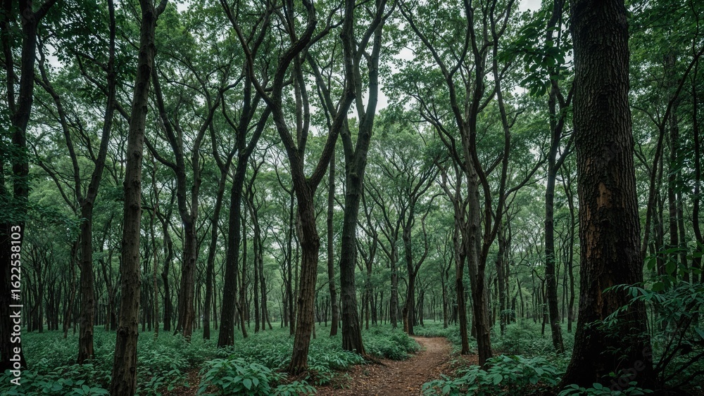 Obraz premium Rainfall awakens the vibrant flora in dense tropical jungles