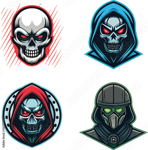 Collection of Evil Skull, Isolated Vector