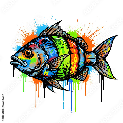 Vibrant, colorful fish illustration 