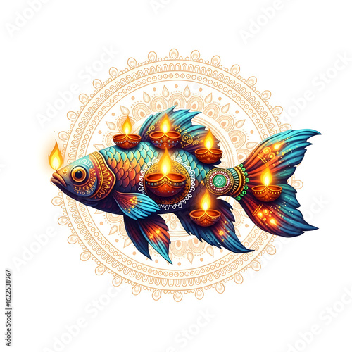 Vibrant festive fish design 