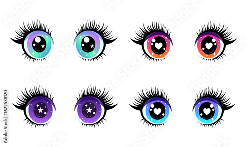 Set of vibrant cartoon eyes