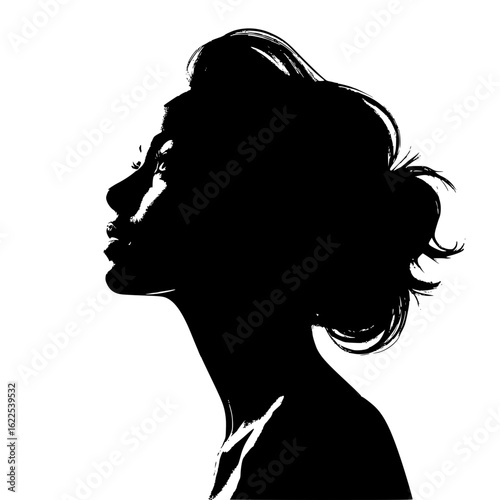 silhouette of a woman looking up