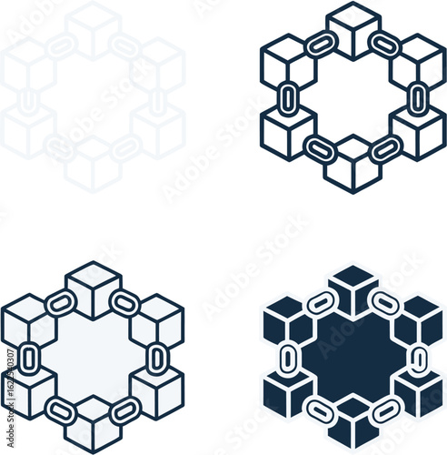Minimalist Cubes Linked in a Circle Vector