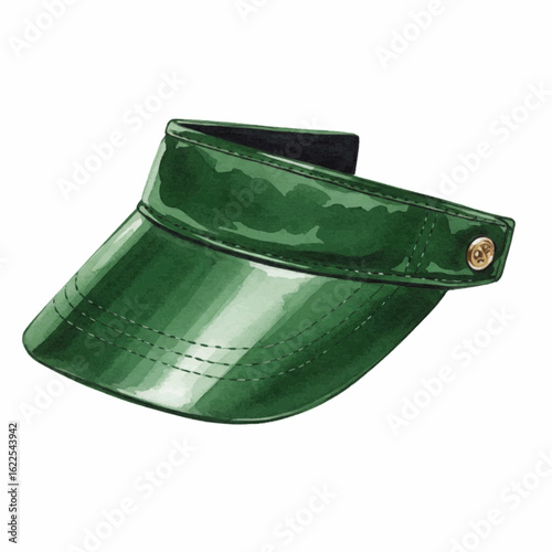 Green visor accessory for summer fashion, concept of women's clothing  