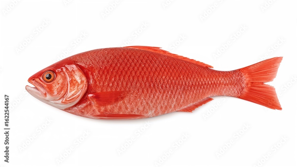 Obraz premium Raw Red Fish Fillet Separated on a White Surface