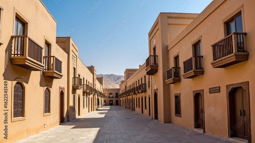 Fototapeta premium Al-Balad old town with traditional muslim houses with wooden windows and balconies, Jeddah, Saudi Arabia 