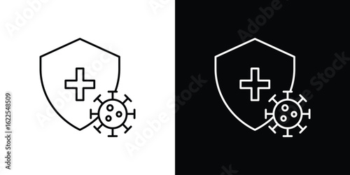 Shield virus icons pack suitable for web and infographics