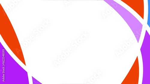 Abstract geometric design with intersecting curved shapes in vibrant colors against a white background