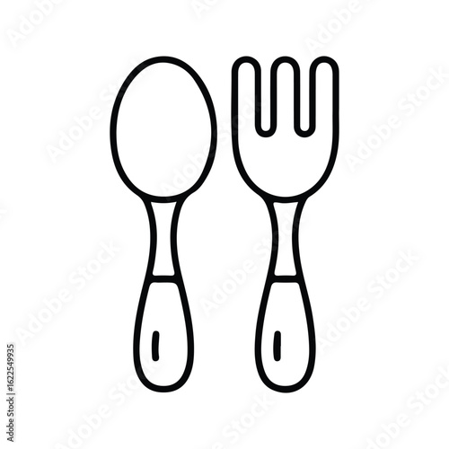 [Minimalist Black Outline of Baby Utensils]