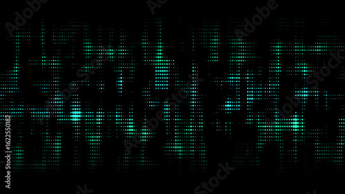 Abstract vector blue vanishing texture. The concept of data movement by binary code. Halftone with noise effect and dots. Matrix background on screen. Futuristic pattern.