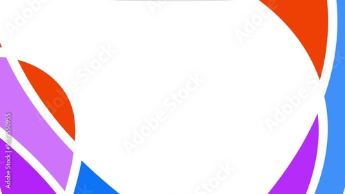 Abstract geometric shapes in vibrant colors arranged on a white background