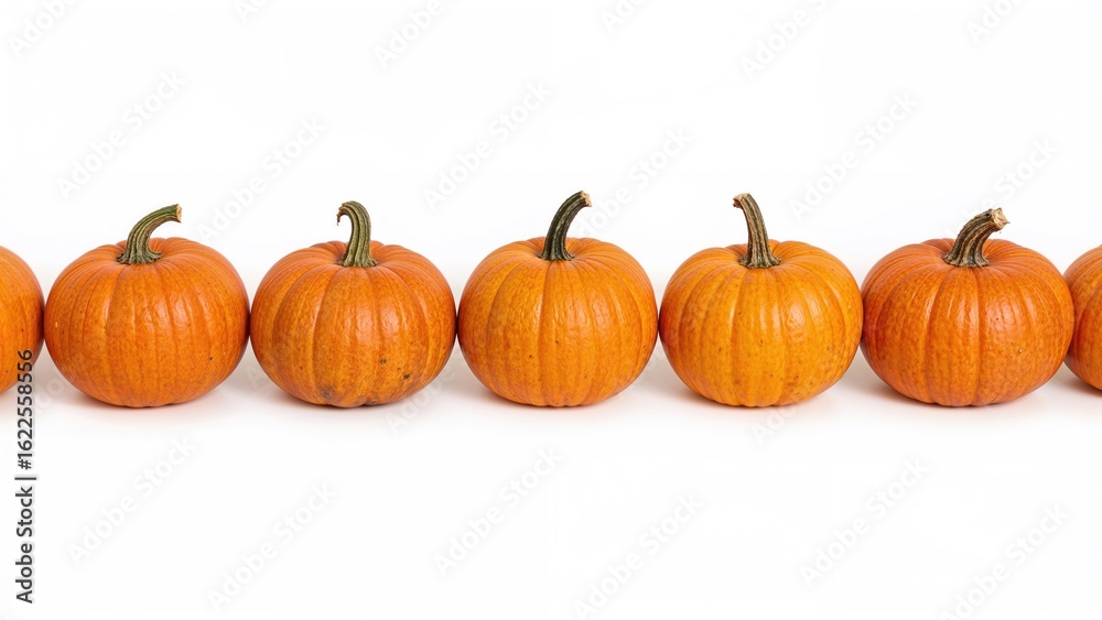 Fototapeta premium A sequence of pumpkins displayed on a plain white surface