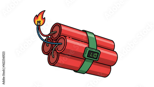 Dangerous Dynamite Bundle – Red Sticks with Green Band and Lit Fuse  Boom Concept Graphic  