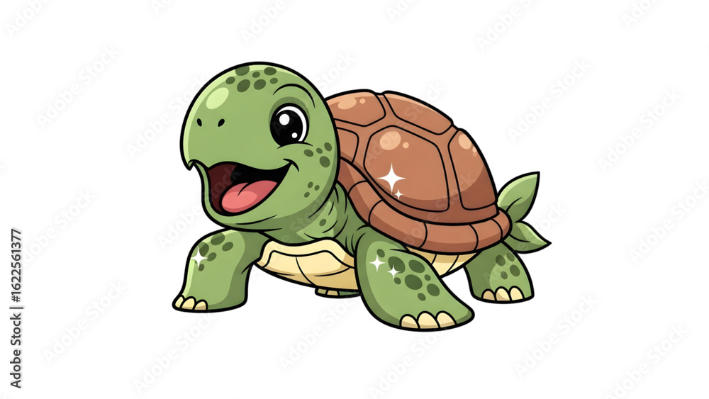 Obraz premium Green Turtle Vector Art Cartoon Turtle 