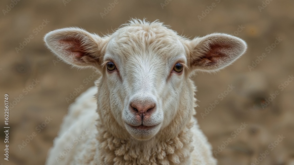 Fototapeta premium Single sheep with a frontal view
