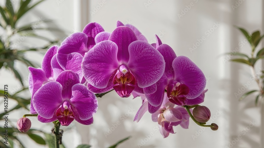 Naklejka premium Purple orchids brighten up workspace atmosphere