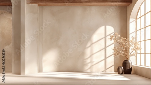 Bright Matte Cream Background with Window and Soft Natural Light