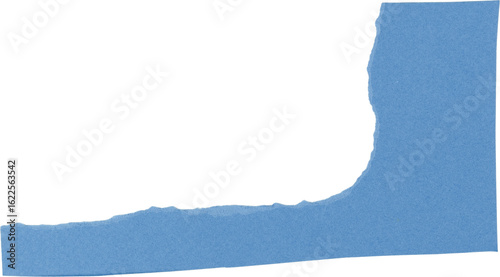 Torn blue paper texture isolated on white background, png