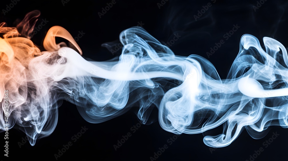 Fototapeta premium Abstract Blue and Orange Smoke Waves Swirling Design Background