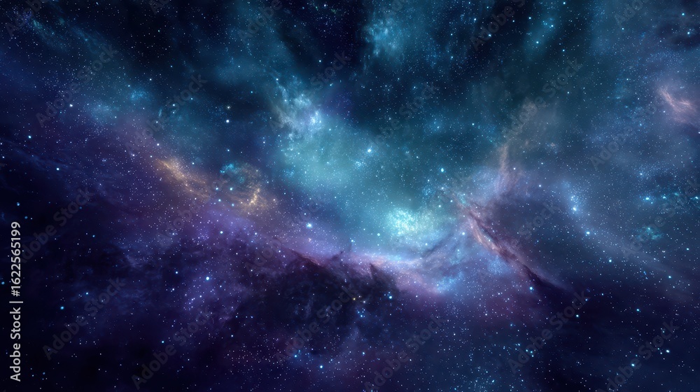 Obraz premium Moody Cosmic Background with Faint Galaxies in Deep Space
