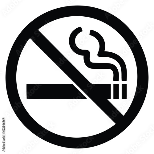 A vector illustration of a prohibited smoking sign with a cigarette symbol and a red circle with a slash