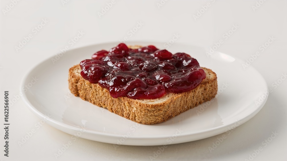 White bread sandwich topped with cherry preserve White bread sandwich topped with cherry preserve
