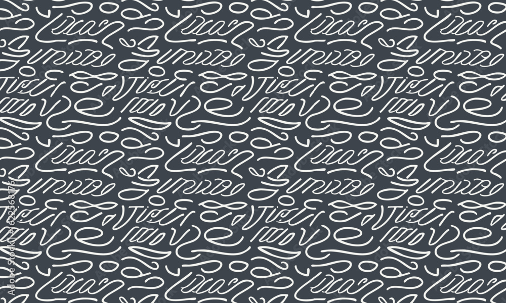Fototapeta premium A stylish and dynamic seamless pattern featuring abstract, retro-style lettering and calligraphy