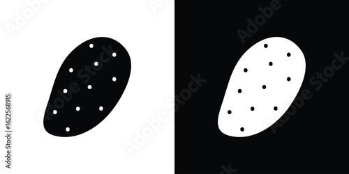 Potato icon silhouette collection in black and white flat solid versions for graphic designs
